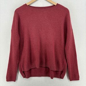 EILEEN FISHER Sweater S Cashmere Ribbed Hi-Low Dolman Sleeve Boxy Pullover Red